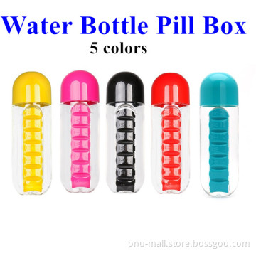 FDA Tritan Approved Custom Water Bottles No minimum With Pill Box